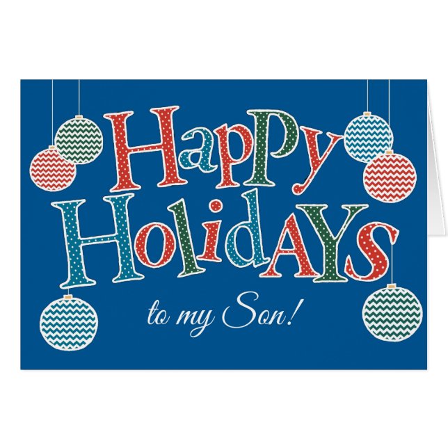 Roligt Glad helg, för Son, färgstarka balkar Hälsningskort (Framsidan Horizontal)