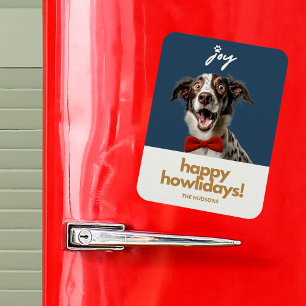 Roligt Glad helg jul Joy Hund Magnet