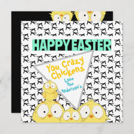 Roligt "Glad påsk" Du Crazy Chickens | Julkort