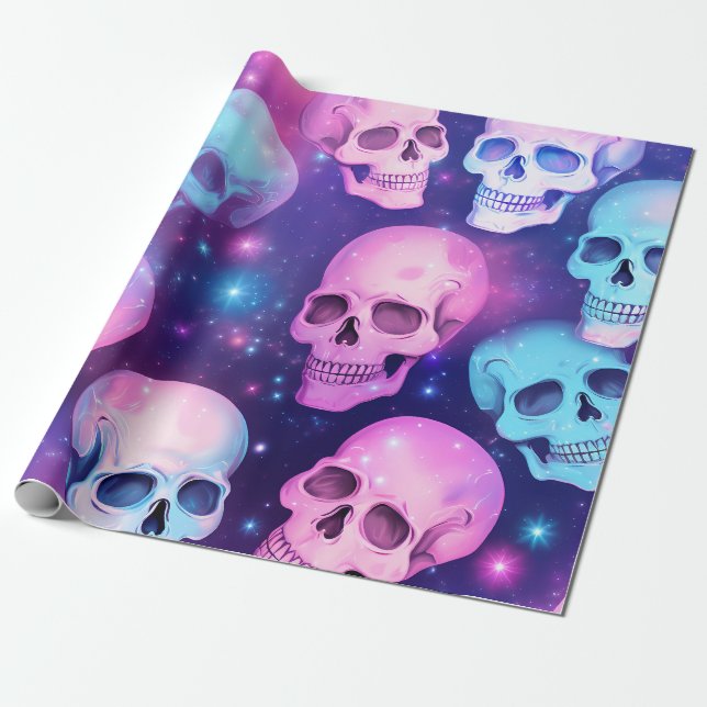 Roligt Glam Döskallars Halloween Mönster Presentpapper (Utrullad)