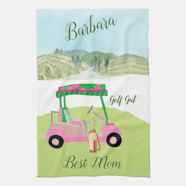 Roligt Glam Golf Cart Scenia Best Mamma Namn Kökshandduk (Vertikal)
