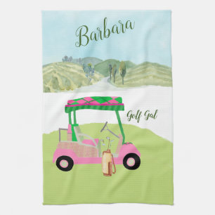 Roligt Glam Golf Cart Scenia Personlig Namn Kökshandduk