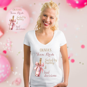 Roligt Glänsande Fest Rosa Guld Brudlag T Shirt