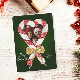 Roligt Glitter Ram fotojul i Candy cane Inbjudningar