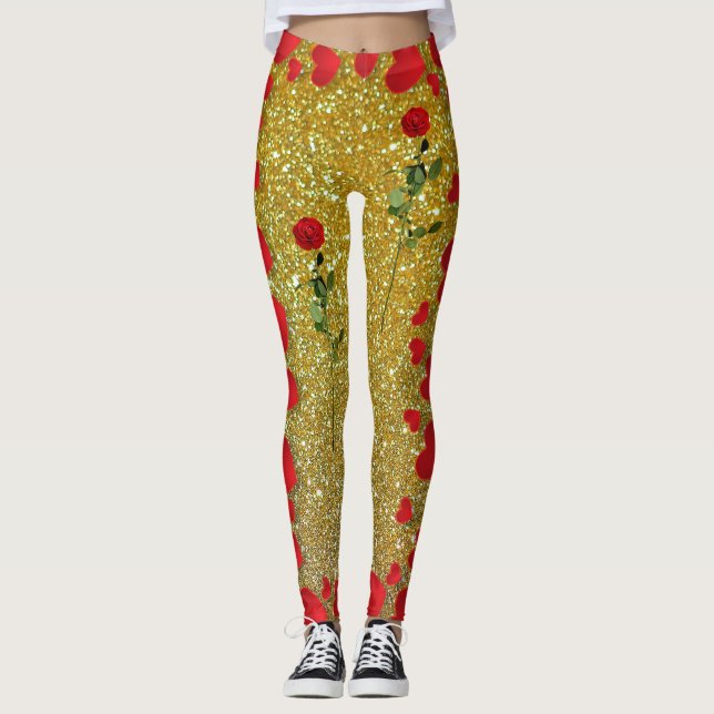 Roligt glitter ro och hjärtan leggings (Framsida)