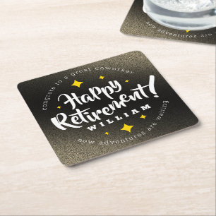 Roligt Glitter Stars Pension Nya Äventyr, Guld Underlägg Papper Kvadrat