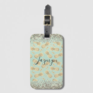 Roligt Glittery Golden Pineapples Personlig Bagagebricka