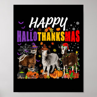 Roligt Goats Mummy Pilgrim Santa Costume Lycklig H Poster