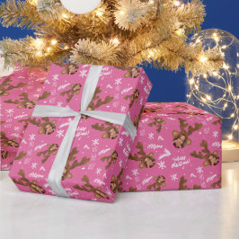 Roligt god jul antler illustration foto namn presentpapper