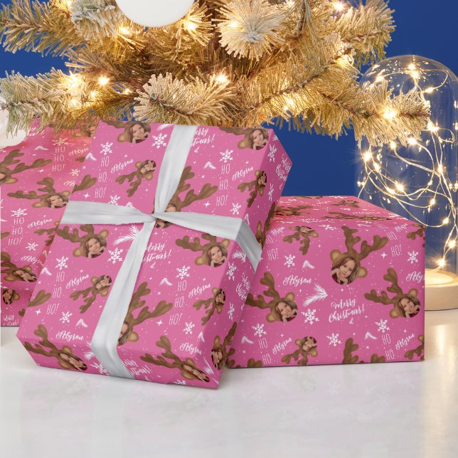 Roligt god jul antler illustration foto namn presentpapper (Helgdagar)