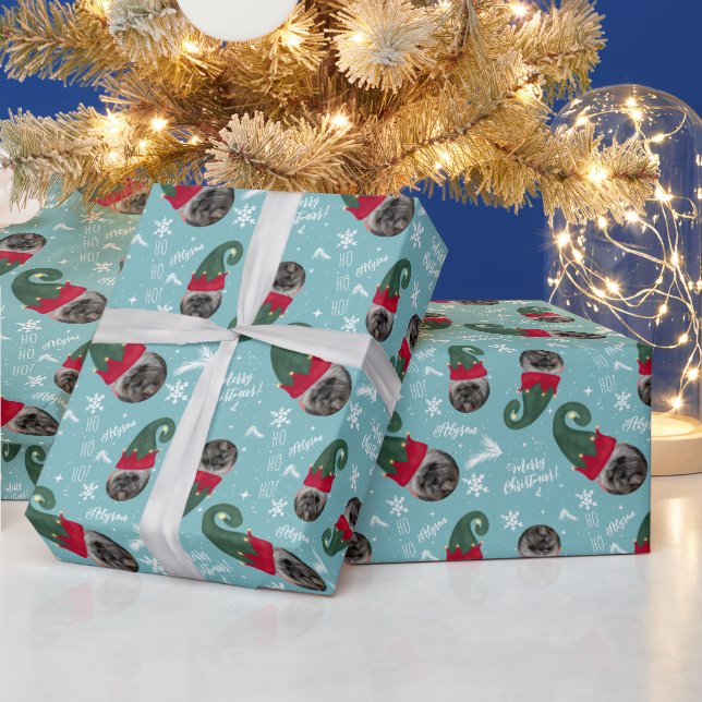 Roligt god jul elf illustration foto namn presentpapper (Helgdagar)