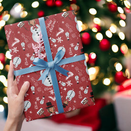 Roligt god jul illustration foto snögubbe presentpapper