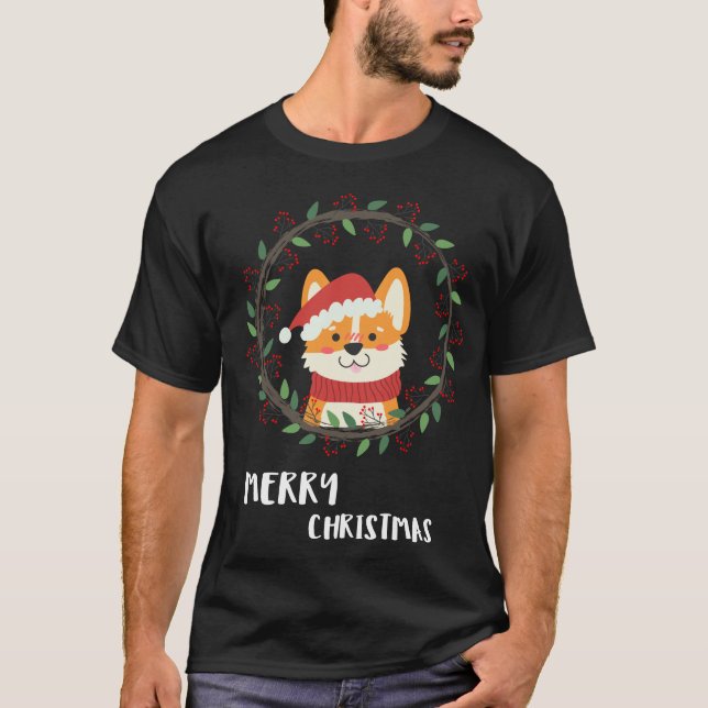 Roligt God jul Santa Puppy T Shirt (Framsida)
