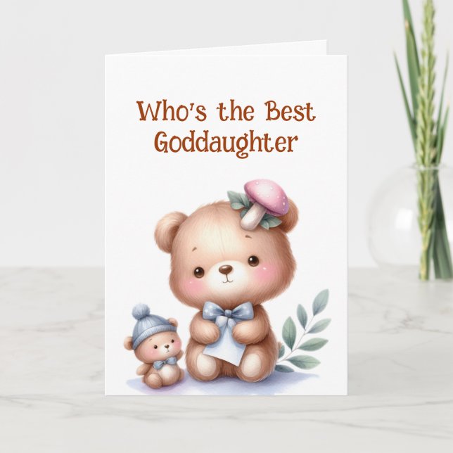 Roligt Goddotter Birthday Cute Nalle Kort (Framsida)