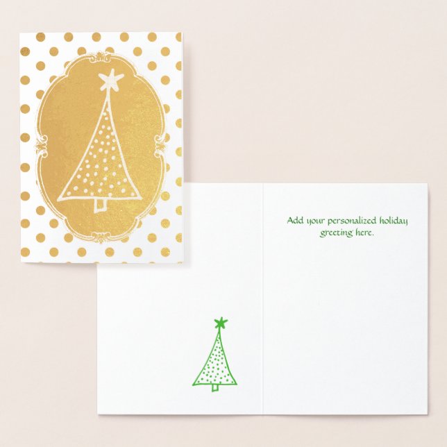 Roligt Gold Foil Polka - prickjulkort Folierat Kort (Display)