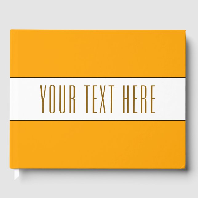 Roligt Golden Gult White Black Rand Din text Gästböcker (Framsida)