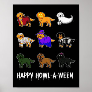 Roligt Golden Retriever Hund Halloween Lycklig How Poster