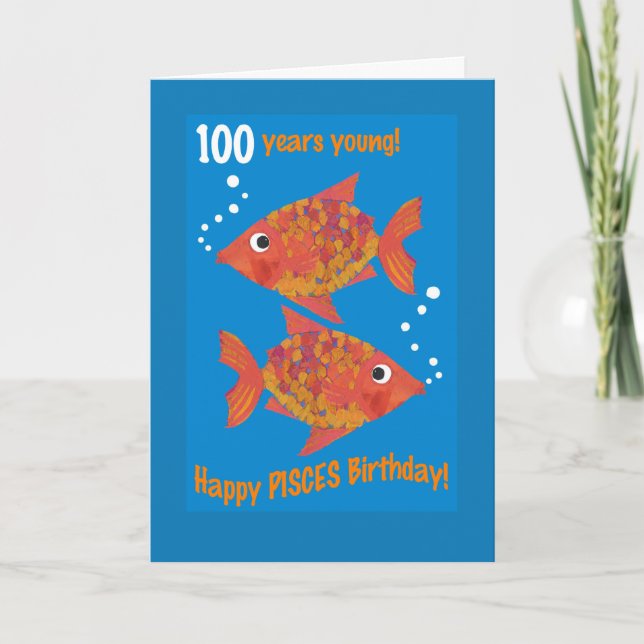Roligt Goldfish Pisces 100 Birthday Card Kort (Framsida)