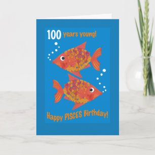 Roligt Goldfish Pisces 100 Birthday Card Kort
