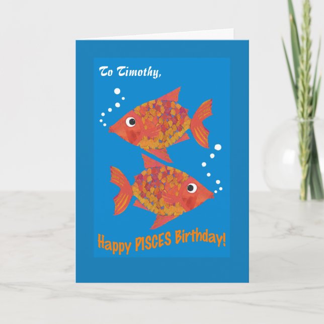 Roligt Goldfish Pisces Anpassningsbar Birthday Car Kort (Framsida)