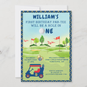 Roligt Golf Boy 1st Birthday Par-Tee Inbjudningar