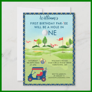 Roligt Golf Boy 1st Birthday Par-Tee Inbjudningar
