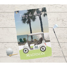 Roligt Golf Cart Beach Monogram Namn