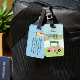 Roligt Golf Cart Course Klubbs Monogram Namn Bagagebricka