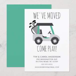 Roligt Golf Cart Flytta Announcement Card Inbjudningar