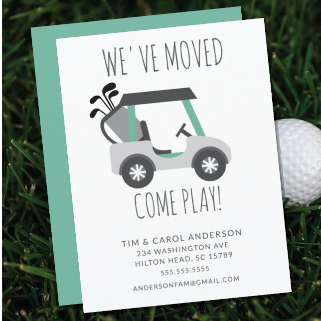 Roligt Golf Cart Flytta Announcement Card Inbjudningar (Skapare uppladdad)