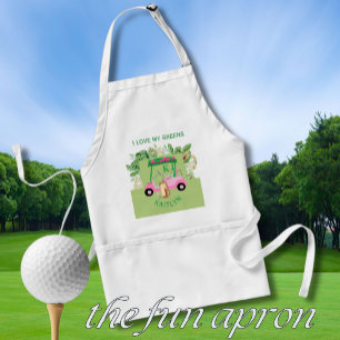 Roligt Golf Cart Monogram Namn Kärlek Gröntar Förkläde