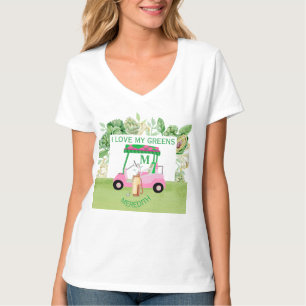 Roligt Golf Cart Monogram Namn Kärlek VertsT-S T Shirt