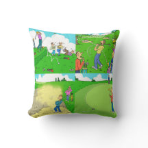Roligt Golf Cushion. Golfers Golfing Illustrations