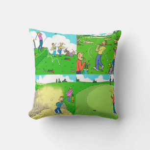 Roligt Golf Cushion. Golfers Golfing Illustrations Kudde