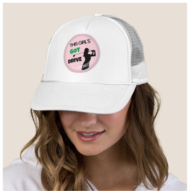 Roligt Golf Gal Swing Har Drive Namn Keps (Skapare uppladdad)