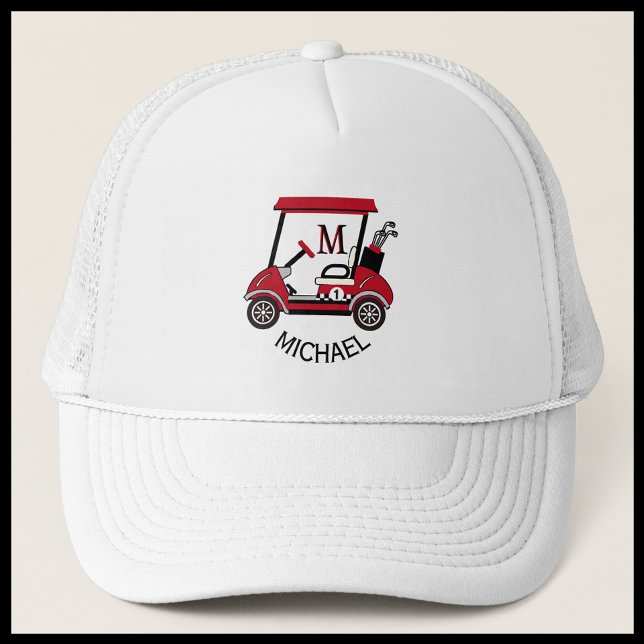 Roligt Golf Guy Cart Anpassningsbar Monogram Namn Keps (Skapare uppladdad)