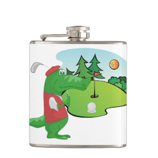 Roligt Golf Vinyl Wrapped Flask with Alligator Fickplunta