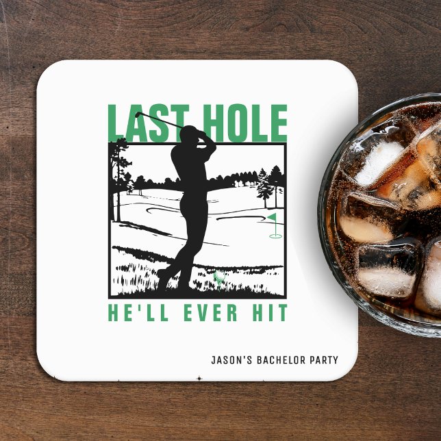 Roligt golfavsked för bröllopet - sista hålet han  underlägg papper kvadrat (Skapare uppladdad)