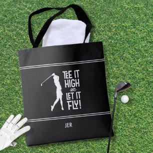 Roligt golfcitat Modernt Svart Vitt Tygkasse