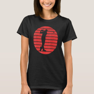 Roligt Golfer Swinging Golf Klubb Silhouette on Re T Shirt