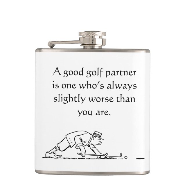 Roligt Golfer's Vinyl Wrapped Flask Fickplunta (Framsidan)