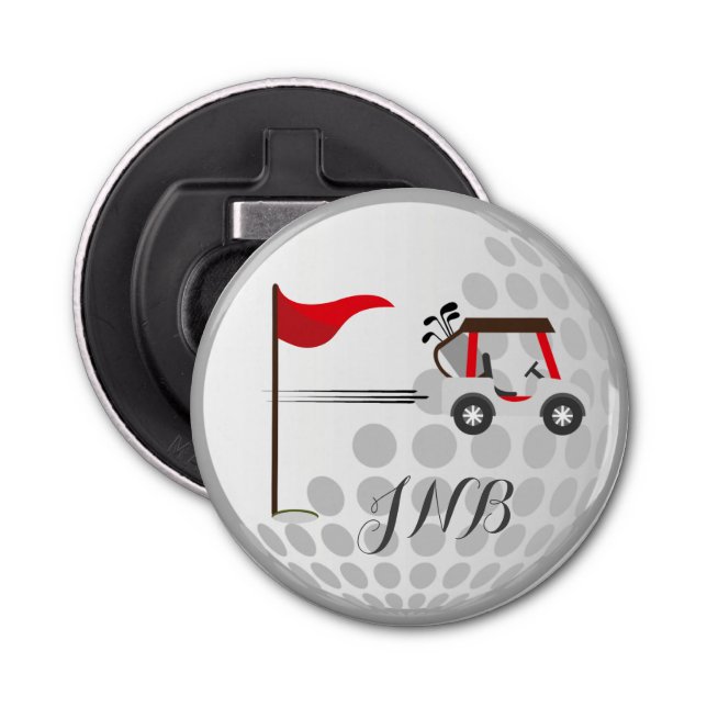 Roligt Golfing Golf Cart Boll för Golfers Monogram Flasköppnare (Framsidan)
