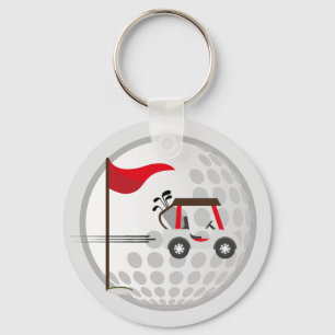 Roligt Golfing Golfing Cart Boll för Golfers Nyckelring