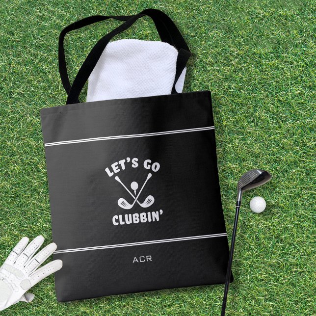Roligt golfordspråk Modern Svart Tygkasse (Funny Golfer Golf Club Humor Modern Sports Black Tote Bag)