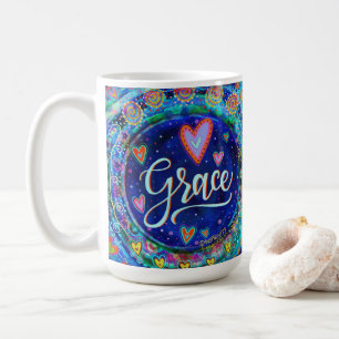 Roligt Grace Whimsique Girly Blue Inspirational Kaffemugg