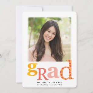 ROLIGT GRAD chic foto modern typografi rosa gult Inbjudningar