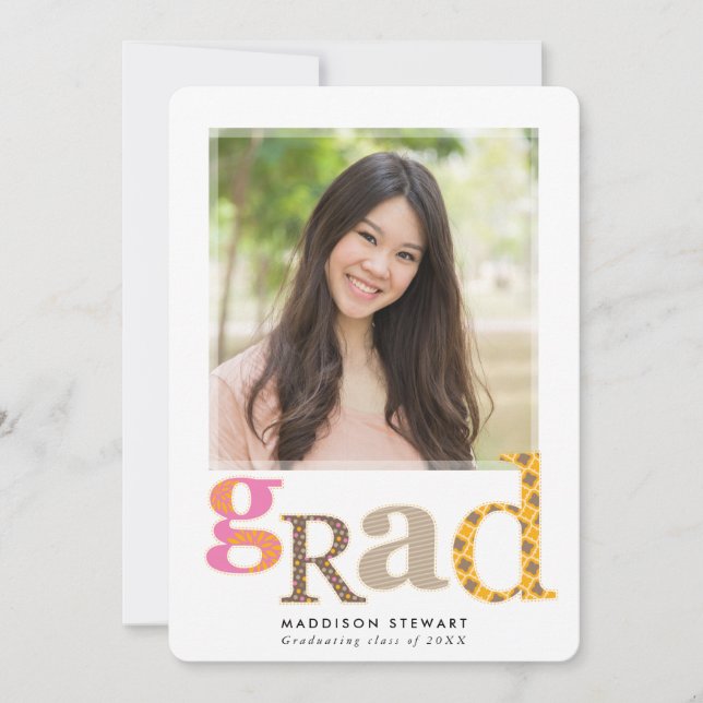 ROLIGT GRAD chic fotoretrotypografi rosa brun Inbjudningar (Framsida)
