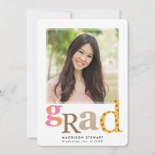 ROLIGT GRAD chic fotoretrotypografi rosa brun Inbjudningar
