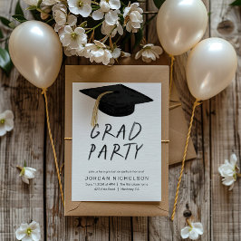 Roligt "Grad Party" Modern Studentmössa Inbjudningar