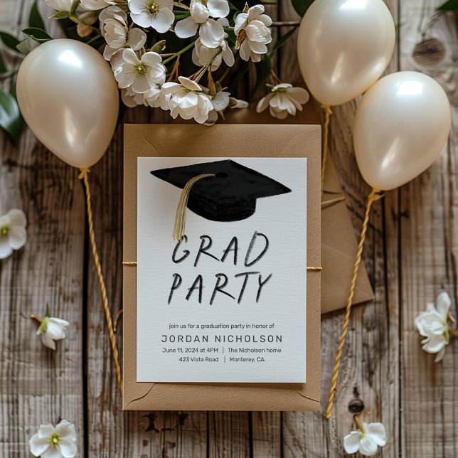 Roligt "Grad Party" Modern Studentmössa Inbjudningar (Skapare uppladdad)